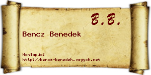 Bencz Benedek névjegykártya